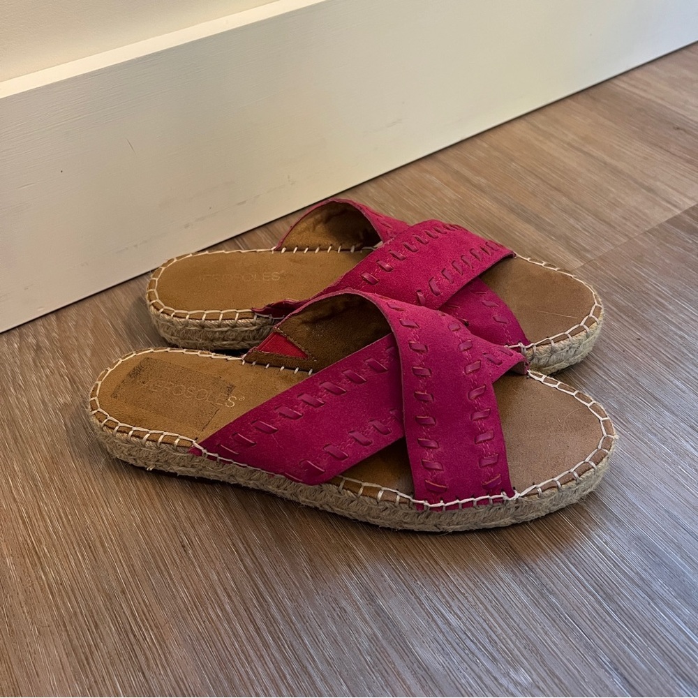 Aerosoles Pink Suede Espadrille Slide Sandals US 9